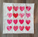 12 Hearts / Valentines Day / Hearts / Holiday Pillow Cover / 18x18/ Machine Washable