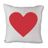 Red Polka Dot Heart - pillow cover