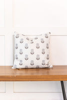 Grey Block Flowers / Pillow Cover / Modern / Accent Pillow / Indoor/ Outdoor / Machine Washable