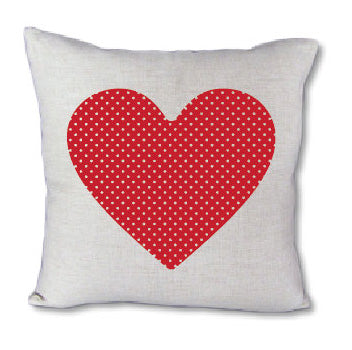 Red Polka Dot Heart - pillow cover