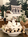 Tiered Tray Mini Pillow | Walking in a Winter Wonderland | Farmhouse Tiered Tray Decor | Christmas Tiered Tray Decor