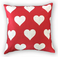 Solid Red w/ Hearts - pillow cover